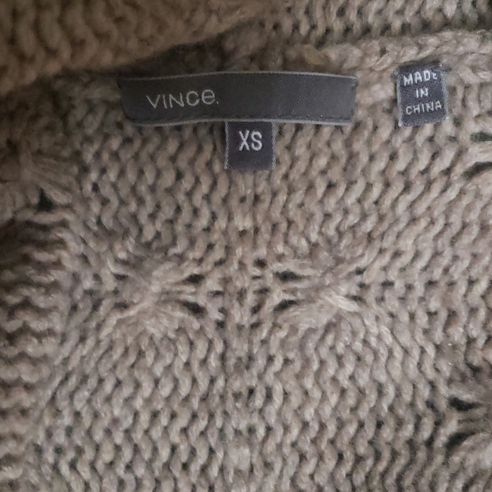 Vince Cable Knit Wool Blend Open Front Cardigan Neutral Taupe - Picture 3 of 4